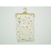 Baskılı Kapitone İçi Peluşlu Battaniye - 90x90 Ekru