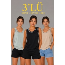 Valensdesign 3 Lü Kolsuz Sporcu Atlet Seti Yazlık Bisiklet Yakalı - Mint Yeşili, Siyah, Bej Çok Renkli Valensdesign 3 Lü Kolsuz Sporcu Atlet Seti Yazlık Bisiklet Yakalı - Mint Yeşili, Siyah, Bej Çok Renkli