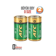 Atc 2li Büyük Boy Pil R20 D-size Pil D Boy Pil Oyuncak Pili Çinko Karbon Pil Zn-c 1.5 V