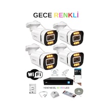 4 Kameralı Su Geçirmez Gece Renkli 1080p Full Hd 250 Gb Geniş Açı Güvenlik Kamerası Set