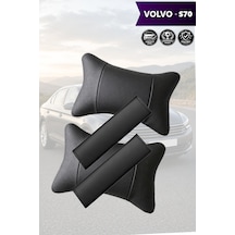 Volvo S70 Uyumlu Deri Kemer Koruyucu Deri Yastık Set Lüks Siyah