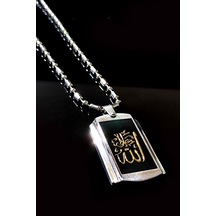 Ottoman Allah Yazılı Bambu Zincir Çelik Erkek Kolye