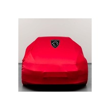 PEUGEGOT 208 1 (2012-2019) Kırmızı Otomobil Kumaş Logolu Penye Oto Örtüsü