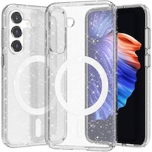 Ardemix Galaxy Uyumlu S23 Fe Kılıf Magsafe Şarj Özellikli Parlayan Simli Saydam Renkli Alls Şeffaf