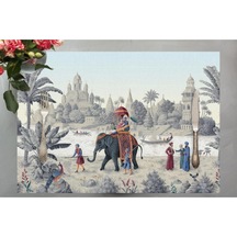 Otantik Manzara Kumaş Amerikan Servis 4'lü Set 35x50cm Keten, Ulusl. Yıkama Ve Solmama Sertifikası Çok Renkli