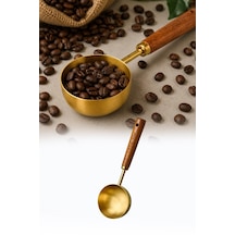 60 Ml Ahşap Saplı Gold Kahve Ölçü Kaşığı Paslanmaz Çelik Kahve Çay Mama Ölçme Kaşığı Altın