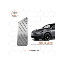 Tesla Model Y Krom Ayak Dinlendirme Pedalı - 2019 Ve Üzeri Düz Çizgili
