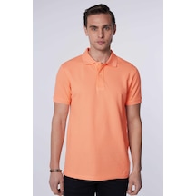 Tudors Erkek Slim Fit Dar Kesim %100 Pamuk Düz Pike Somon Polo Yaka Tişört-30554-somon Somon