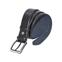 Süzer Deri Siyah Suni Deri Dikişli Model 4 Cm.lik Klasik Kemer - 7400-düz Siyah