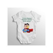 Babylimon Canım Babam Babalar Günün Kutlu Olsun Yazılı Baskılı Bebek Zıbını Beyaz - 132207200 Beyaz