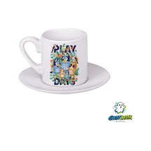 Bluey Ailesi Türk Kahvesi Fincanı 0107 Beyaz