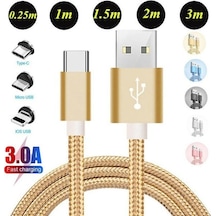 Jms Hızlı Şarj Mikro USB/ Tip-C Kablosu Mikro USB 0.25 M For İos Uyumlu Şarj Kablosu Altın