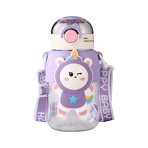 Yüksek Görünümlü Çocuk Uzay Kapsülü Büyük Kapasiteli Su Bardağı Çocukların Yaratıcı Pipetli Bardağı 74yck1 Mor