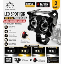 Astra Led Dikdörtgen Baykuş Led Off Road Lamba Motosiklet Uyumlu Sarı Beyaz Projektör Lens Spot Işık