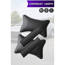 Chevrolet Lacetti Uyumlu Lüks Deri Kemer Koruyucu Set Deri Yastık Siyah