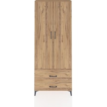 Arges Dolap 2 Raflı 2 Çekmeceli Tek Askılı 88x30x221 Çam-çam Çam