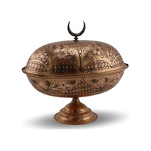 Gül Çiçek Eskitme Bakır Gondol Şekerlik 30 cm