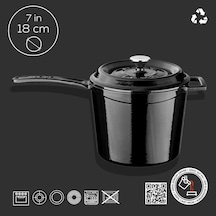 Döküm Yuvarlak Sos Tenceresi, Döküm Demir Yekpare Saplı Trendy Serisi Çap 18 Cm, Siyah Belirtilmemiş