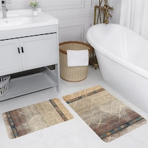 Rovigo Home Baskılı Kaymaz Taban 2 Li Banyo Paspas Takım Rvg5183-100X60-60X50 Çok Renkli