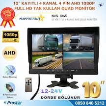 Kayıtlı 10 İnç 4 Kanal Full Hd Tak Kullan Quad Ahd Analog Uyumlu Araç Monitörü 12-24v