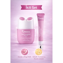 Queen İkili Cilt Bakım Seti Niacinamide Zinc Pca Yüz Kremi + Niacinamide & Caffeine Göz Altı Serumu Masaj Başlıklı, Lifting Etkili