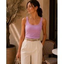 Unika Boutique Kadın Fittili Kalın Askılı Crop Atlet Pembe