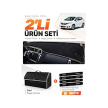 E-biz Honda Jazz 2018-2020 Uyumlu Torpido Örtüsü + Deri Bagaj Çantası Seti - Siyah-gri - Ho019