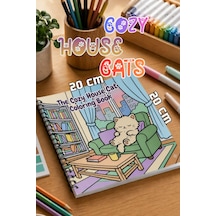 Cozy House Cats Ev Kedileri 20x20 Cm Büyük Boyama Kitabı, Çocuklar Yetişkinler