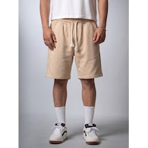 Bej Diagonal Baggy Şort
