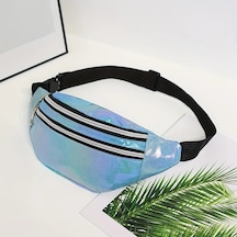 Fochsia Mavi Renkli Outdoor Bel Çantası, Yedi Renk Geçişli, Çapraz Omuz Çantası, Kamp Seyahat Günlük Kullanım Mavi