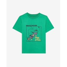 Skechers B Regular Fit Graphic Tee T-shirt Büyük Erkek Çocuk Dark Green Tshirt Sk2510112-300 Dark Green