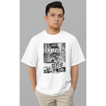 Solo Leveling Baskılı Unisex Oversize Anime Tişört Beyaz