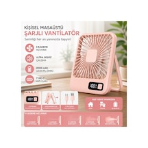 Masaüstü Şarjlı Fan 5 Hız Kademeli Ultra Ince Led Şarj Göstergeli Asılabilir Vantilatör Serinletici Mini Klima