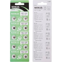 Komax Ag-0 Alkalin Lr521/379 Düğme Pil 10'lu Paket