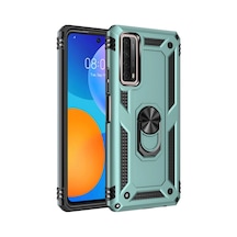 Huawei P Smart 2021 Kılıf Sofya Yüzüklü Silikon Kapak - Yeşil -