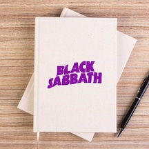 Black Sabbath Purple Yazı Çizgisiz Kanvas Defter Krem