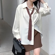 Gri Sonbahar Minimalist Uzun Kollu Düğme Yukarı Gömlek Kadın Kore Tarzı Katı Kravat Büyük Boy Gömlek Bluz Gevşek Elbise Tops Gri Gri Sonbahar Minimalist Uzun Kollu Düğme Yukarı Gömlek Kadın Kore Tarzı Katı Kravat Büyük Boy Gömlek Bluz Gevşek Elbise Tops Gri