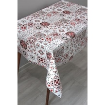 Elyaf Silinebilir Pvc Muşamba Masa Örtüsü - Kırmızı Çini - 191-cmrlkirmizicini