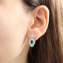 Effective Diamond Bereket Damlası Sentetik Zümrüt Gümüş Küpe