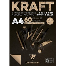 Clairefontaine Kraft Kahverengi ve Siyah Çizim Blok 90G 60 Yp A4