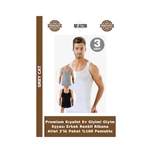 Grey Cat Premium Kıyafet Ev Giyimi Giyim Eşyası Erkek Renkli Ribana Atlet 3'lü Paket %100 Pamuklu Çok Renkli