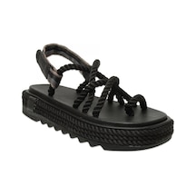Bohonomad Ibiza Mid Platform Halat Siyah Kadın Sandalet Siyah