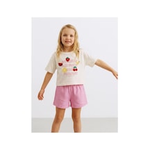 Poala Kids Fruits Keten Şortlu Takım Çok Renkli