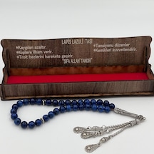 Lapis Lazuli Taşlı Erkek Tesbih Özel Ahşap Kutulu Hediyelik Tesbih Şık Erkek Hediyesi Tb24