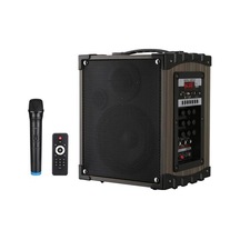 Trol Lt-908 Ahşap Kumandalı Profesyonel Şarjlı Telsiz Mikrofonlu Amfili Hoparlör Sistemi 16,5 Cm