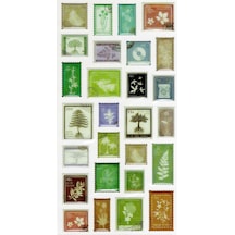 Vintage Sticker Pul Retro Style Kabartmalı Stiker Çıkartma Etiket 9x17 Cm - Ağaç Yaprak Pul Mektup Çok Renkli