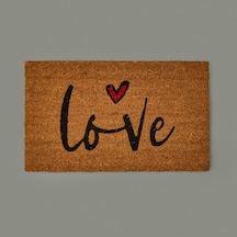 Gizz Home Kalpli Love Kapı Önü Paspası - Bej - 35x60 Cm Çok Renkli