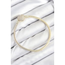 Pirinç Charm Zirkon Taşlı Kalp Model Gold Renk Kadın Bileklik - Tj-bb7809 Gümüş