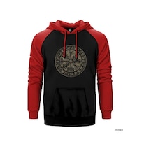 Vikings Vintage Vegvisir Kırmızı Renk Reglan Kol Sweatshirt / Hoodie
