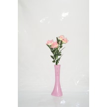 40 Cm Pembe İşlemeli Vazo Pembe Gül